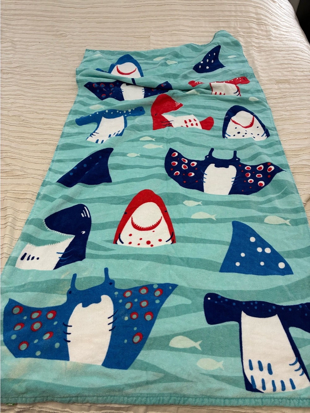 Kids Shark & Manta Ray Large size beach towel. Almost new! Super cute